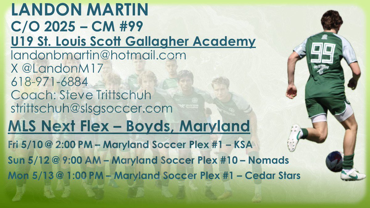 Let’s go!  MLS Next Flex on deck next weekend.  Looking to secure a playoff spot in June!  Schedule 👇 <a href="/SLSGsoccerclub/">Scott Gallagher Soccer Club</a> <a href="/SLSGAcademy/">Saint Louis Scott Gallagher MLSNext Academy</a> <a href="/TopDrawerSoccer/">TopDrawerSoccer</a> <a href="/TheSoccerWire/">SoccerWire</a> <a href="/ImCollegeSoccer/">College Soccer Truth ™</a> @SoccerMomInt <a href="/AbendGuy/">GuyAbend</a>