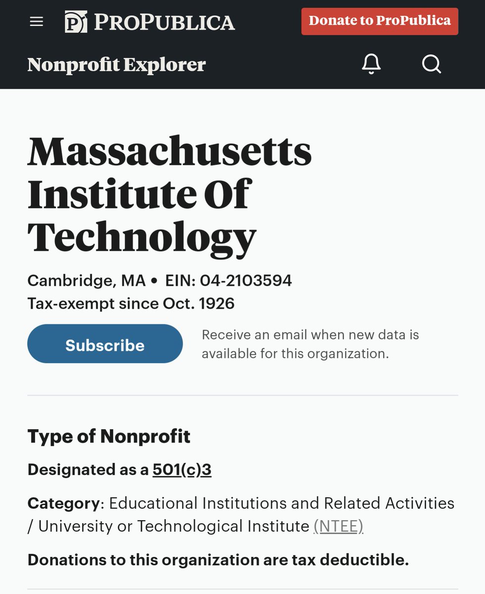 Did you know that university financials are publicly available? As the @mit_caa Gaza solidarity encampment continues to pressure the MIT investment company (mitimco) for divestment, let's take a look at MIT's form 990 using the @propublica nonprofit explorer tool: