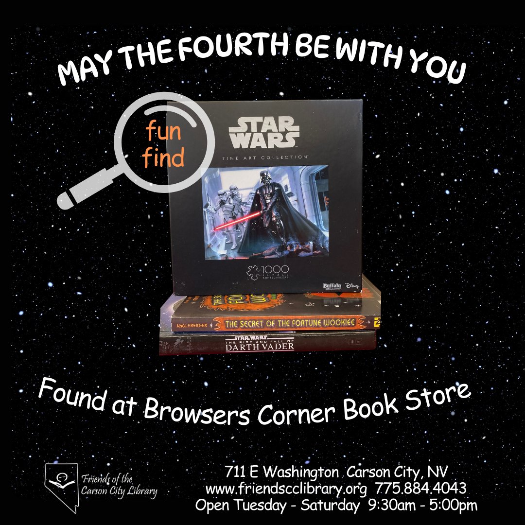 Hello there! Happy Star Wars Day and May The Fourth Be With You today and everyday. #BrowsersCornerBookStore #FriendsoftheCarsonCityLibrary #CarsonCity #thrifting #BookTok #Bookstagram #UsedBooks #StarWarsDay
