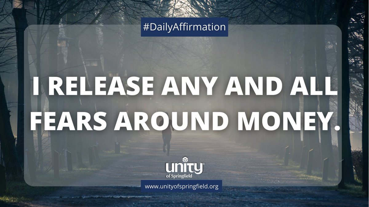 Release financial fears and welcome peace! 💫🍃 'I release my fears around money.' #UnityofSpringfield #ProsperityAffirmation

Find affirmation insights at unityofspringfield.org 💸🌿