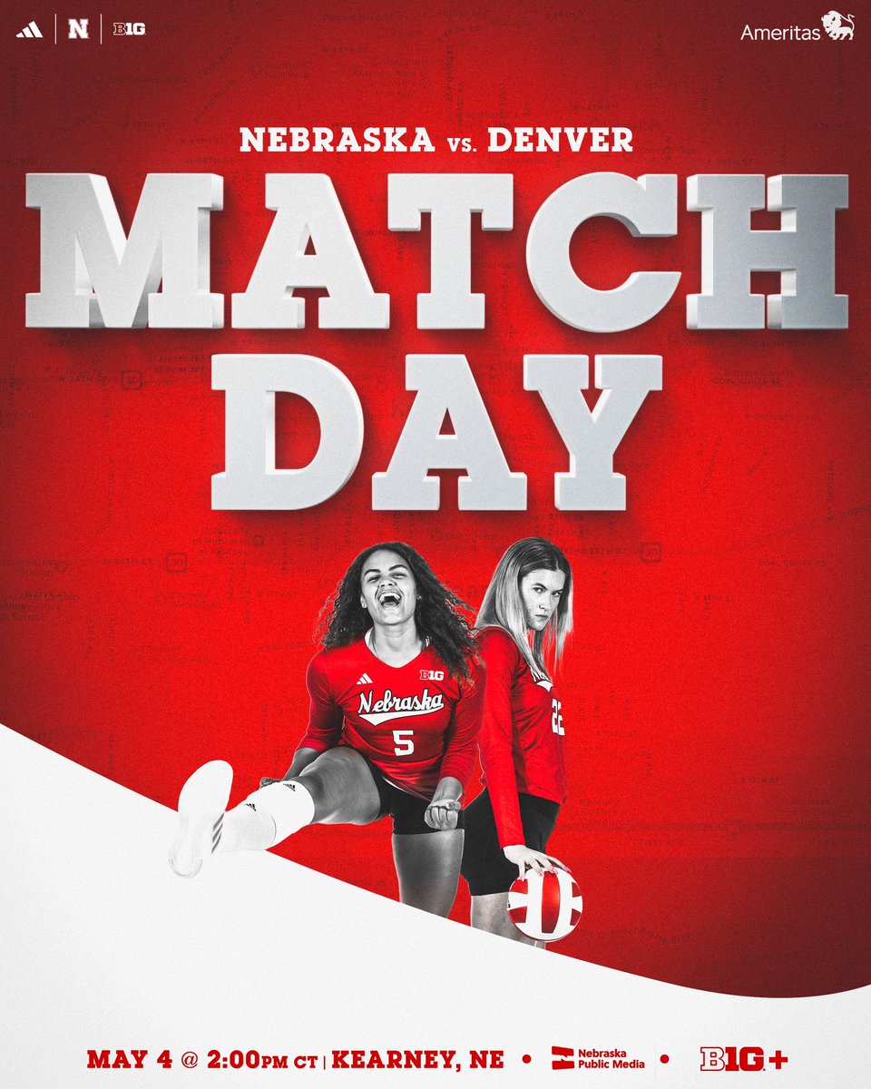 It’s match day in Kearney! 🤩 🆚 : Denver 🕖 : 2pm CT 📺 : @NebPublicMedia 💻 : B1G+ 📍 : Health and Sports Center 📻 : @HuskersRadio