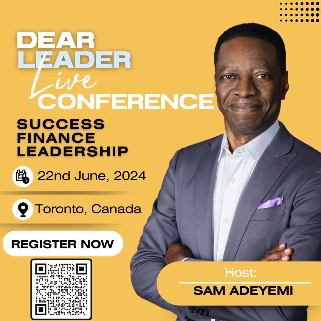 Don't miss Dear Leader Live in Toronto, Canada! Early bird discount ending soon. Group rates available. Join us for an intimate VIP session. See you there! #dearleader #samadeyemi #canada #torontoevent

👉️linktr.ee/samadeyemi

#samadeyemi 
#canada 
#torontoevent