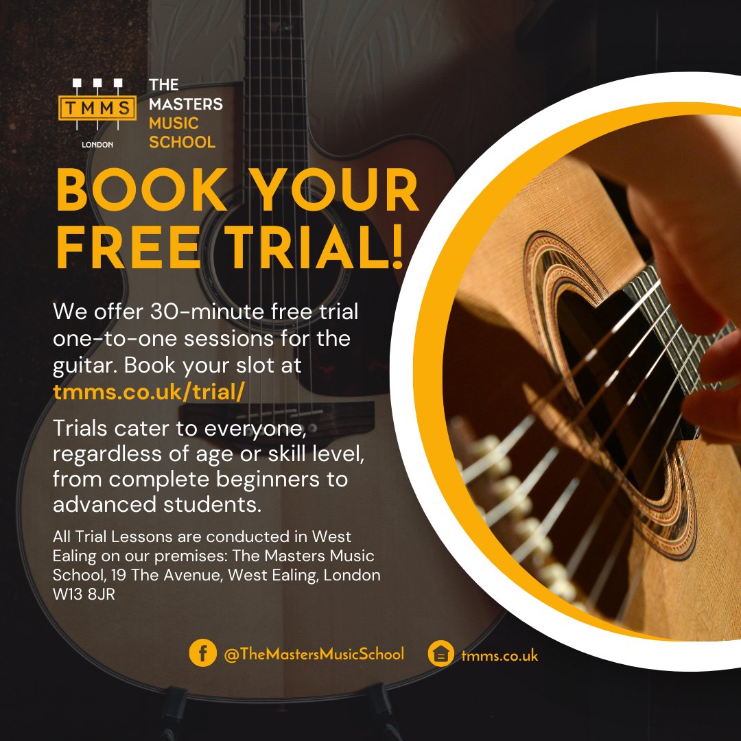 Interested in learning guitar? Sign up for our free 30-minute trial session! Open to learners of all ages and skill levels, from beginners to advanced students 🎼 #TMMS #TheMastersMusicSchool #tmmslondon #ealingmusicschool Book your trial at bit.ly/4aZoEtq