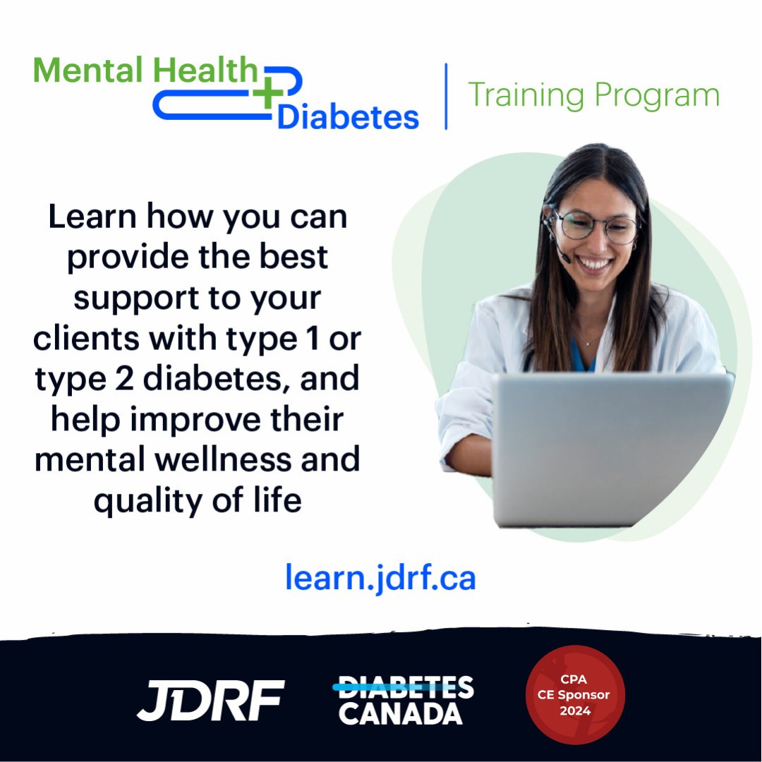 Take the next step in expanding your knowledge and skills to learn how to better support your patients living with diabetes. Enrol today in the Mental Health + Diabetes Training Program at ➡️ ow.ly/JmZk50RvIbJ