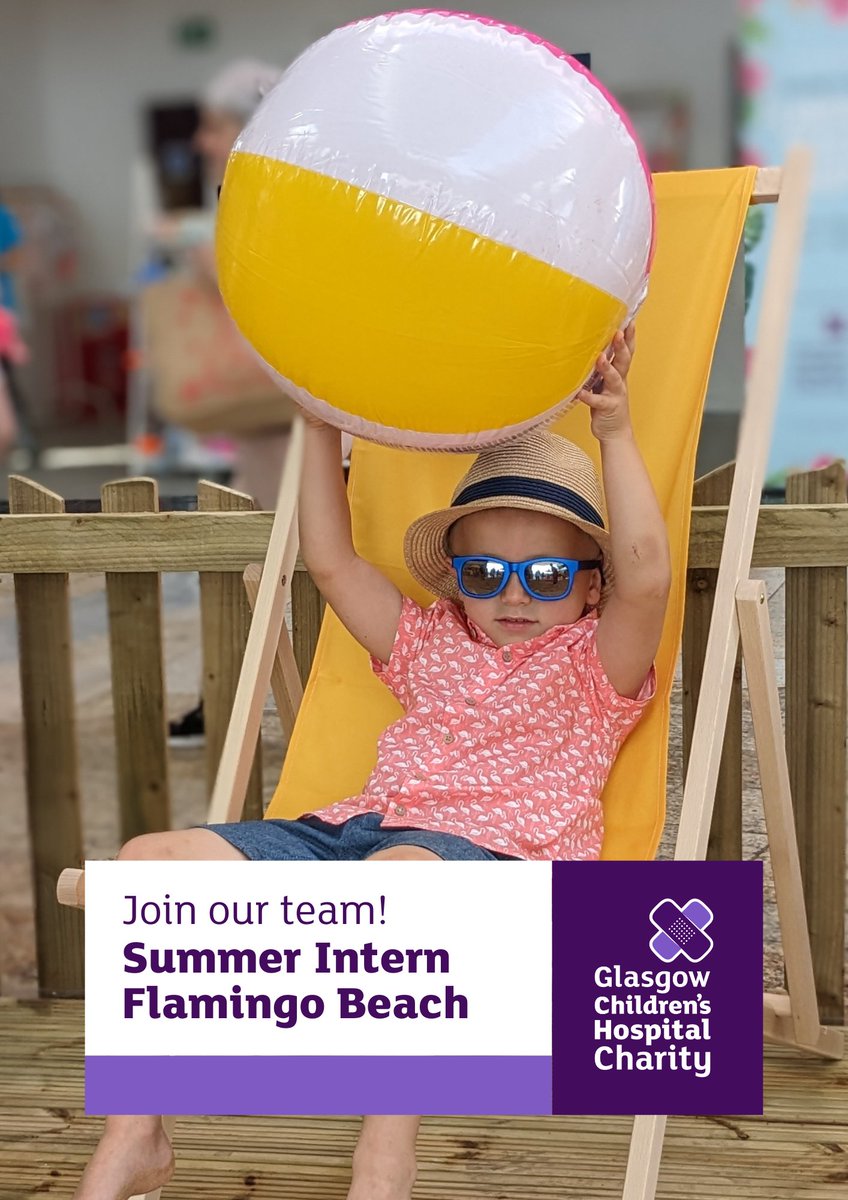 Job Vacancy | Summer Intern: Flamingo Beach 🏖️ £12ph, nine-week summer contract Help families have fun at our indoor beach while raising vital funds! Full details about the role and how to apply: bit.ly/Flamingo2024 Applications close Monday, May 20 ⏳️