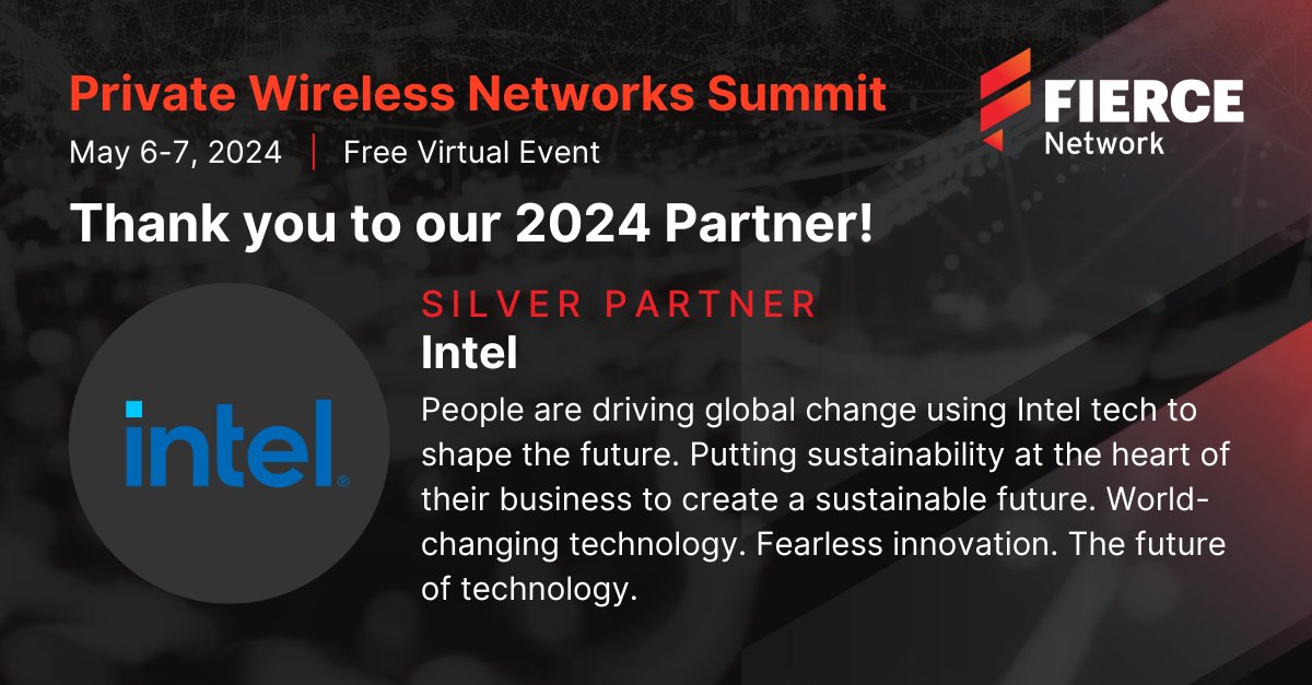 Thrilled to have @Intel on board as a Silver Sponsor for the Private Wireless Networks Summit! With fearless innovation and a commitment to sustainability, Intel is shaping tomorrow's technology landscape. #Intel #PrivateWirelessNetworksSummit 🔗 bit.ly/3xanlrY