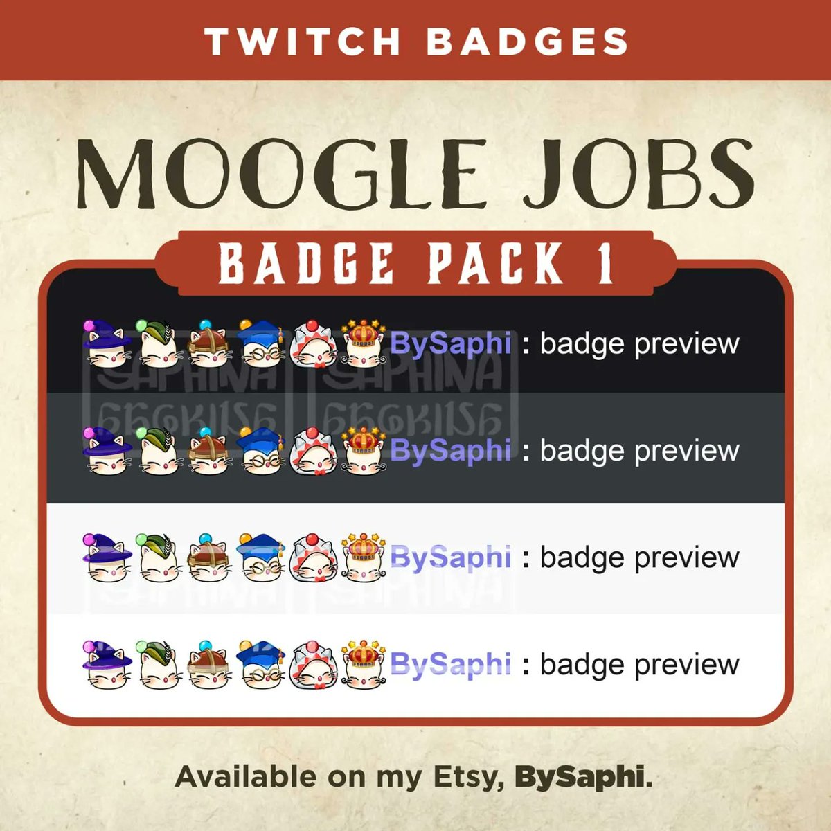 BySaphi's tweet photo. More of these cuties! But now they have jobs 🥰😄

#ffxiv #ff14 #finalfantasyxiv #ffxivonline #ff14art #ffxivart #twitch #badge #moogle #kupo #finalfantasy #ff https://t.co/RYDobfu4Qj