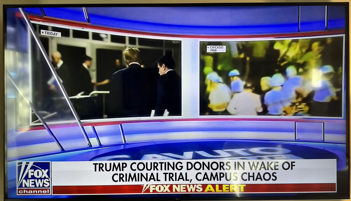 Morning in America 🇺🇸. On Fox News it’s all about the Trump trial in New York and chaos at campuses with Gaza protests.