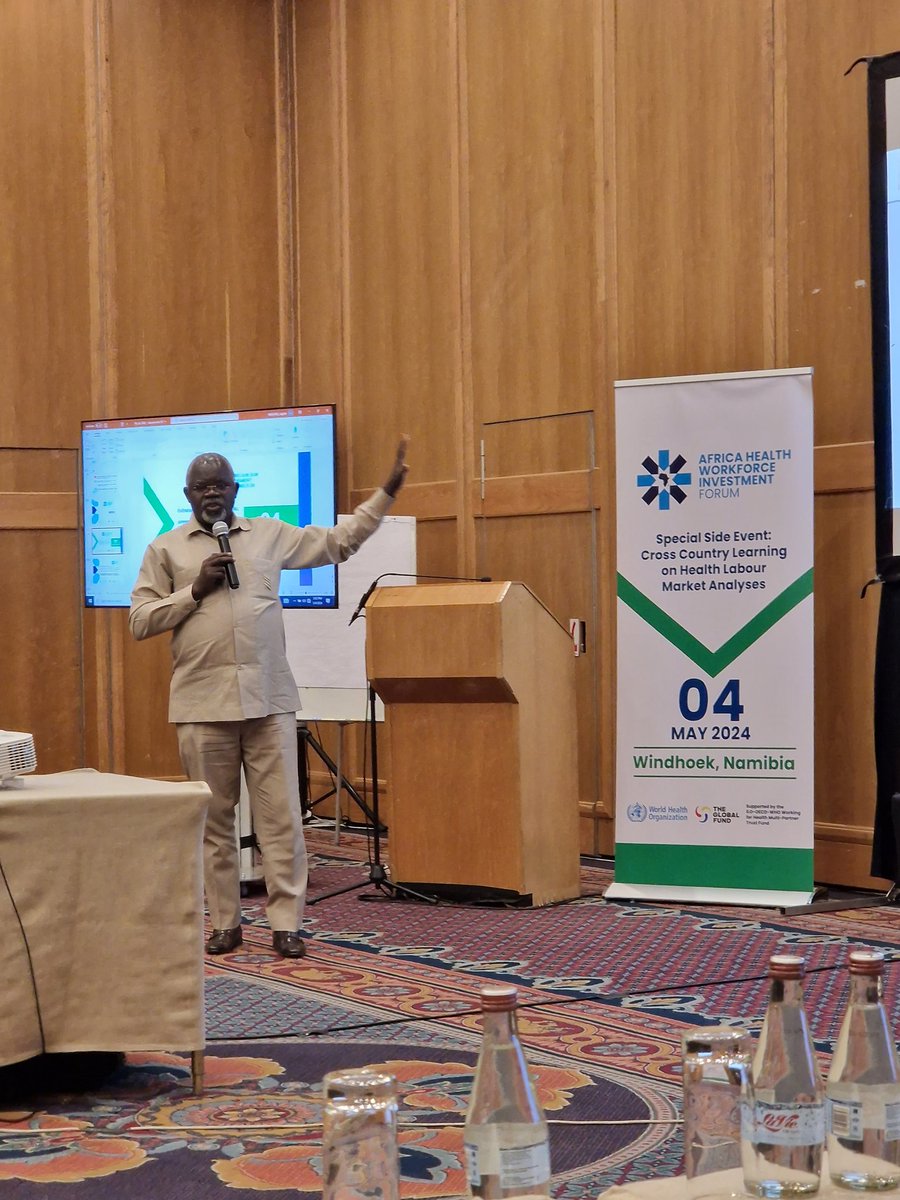 @MinofHealthUG share experiences implementing #HLMA,  findings and planned next steps to shape the new #HRHStrategy, & investments at the sidelines of the #AfricaHealthWorkforceInvestmentForum at a special side event: Cross Country Learning on Health Labour Market Analyses