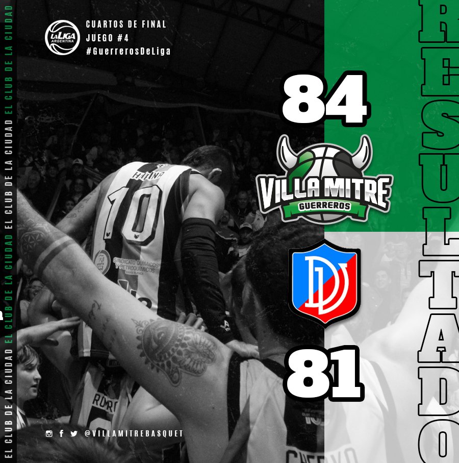 🏀 #LigaArgentina

✊🏼 ¡GANOOOOO VILLA MITRE Y ESTAMOS EN SEMIFINALES!

🔥 Con un triple de Fede Harina en el cierre, nos llevamos el juego y cerramos la serie.

#GuerrerosdeLiga
#ElClubdelaCiudad 🇦🇪