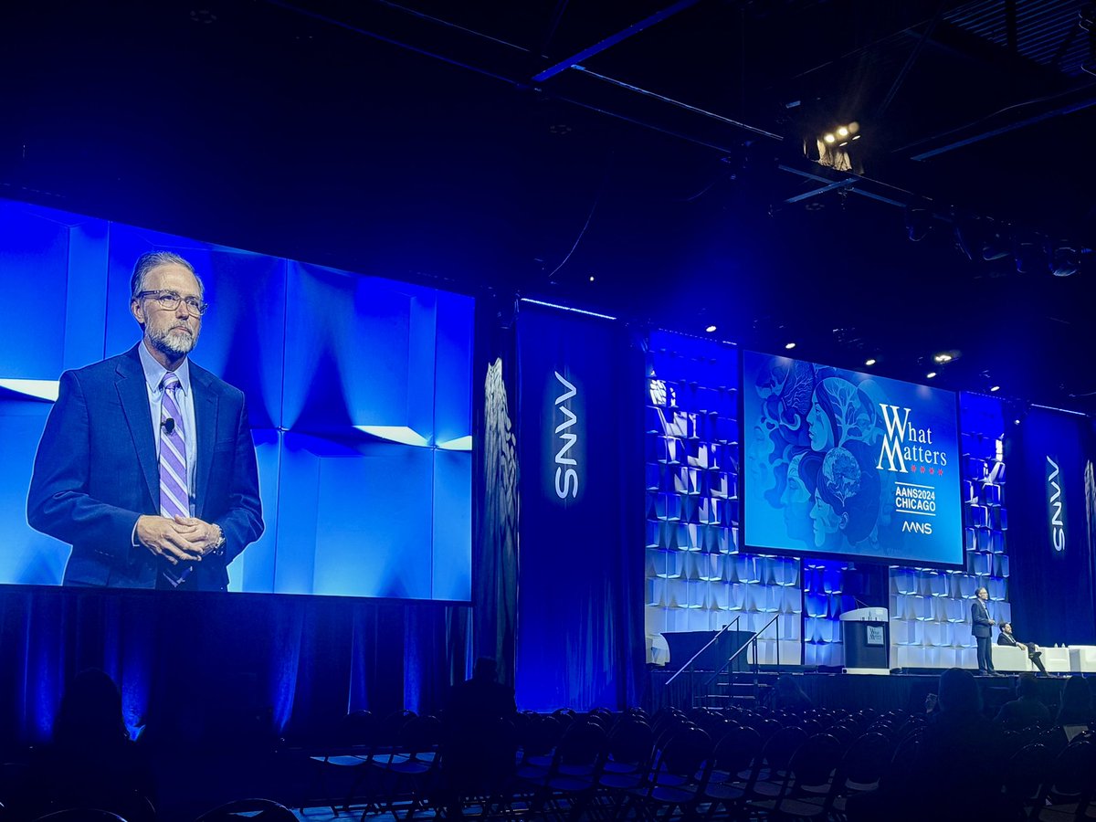 Dr. Mike Steinmetz @spinemetz, Chair of the Scientific Program Committee, opened the @AANSNeuro Plenary session this morning. Join us for all the @ClevelandClinic content today! #AANS2024