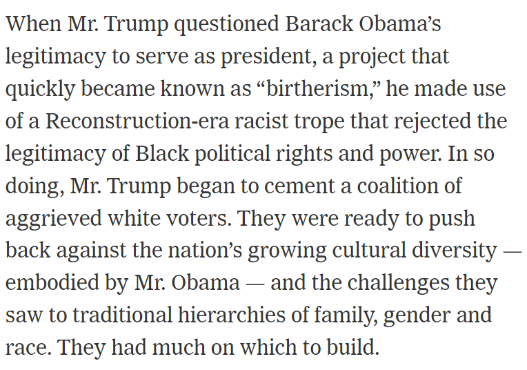 I still think that Trump's racism is underestimated as the foundation of his philosophy and political power. nytimes.com/2024/05/04/opi…