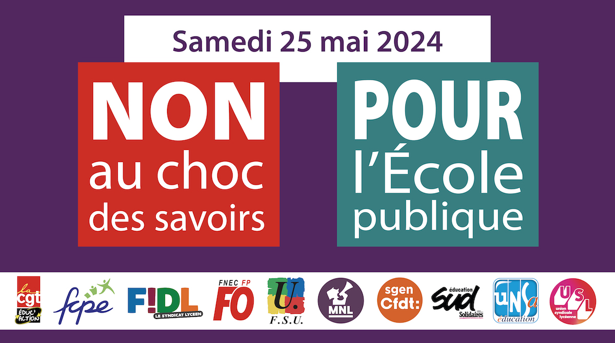 J-21 avant la journée de manifestations contre le "choc des savoirs" ou plutôt le #chaosdessavoirs : rendez-vous samedi 25 mai 2024. Retrouvez le texte d'appel sur le site @SgenCFDT, et bientôt les lieux de manifestation. A diffuser autour de vous 📢
sgen-cfdt.fr/actu/non-au-ch…