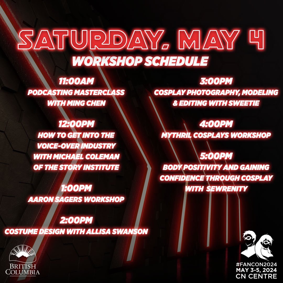 May the 4th be with you, Prince George! Check out what’s going on for day 2 of our Decade Celebration!! Doors open at 10AM! #FanCon10 #NorthernFanCon #DecadeOfFanCon #CityOfPG #TakeOnPG