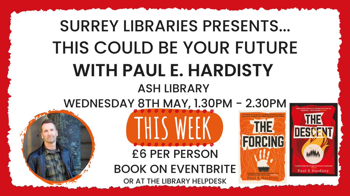 There are just TWO DAYS until our author event with @Hardisty_Paul 🎉 Join us on Wednesday 8th May at 1.30pm to hear him talk about his critically acclaimed climate-emergency thrillers, The Forcing and The Descent! Tickets: eventbrite.co.uk/e/this-could-b… @OrendaBooks @SurreyLibraries