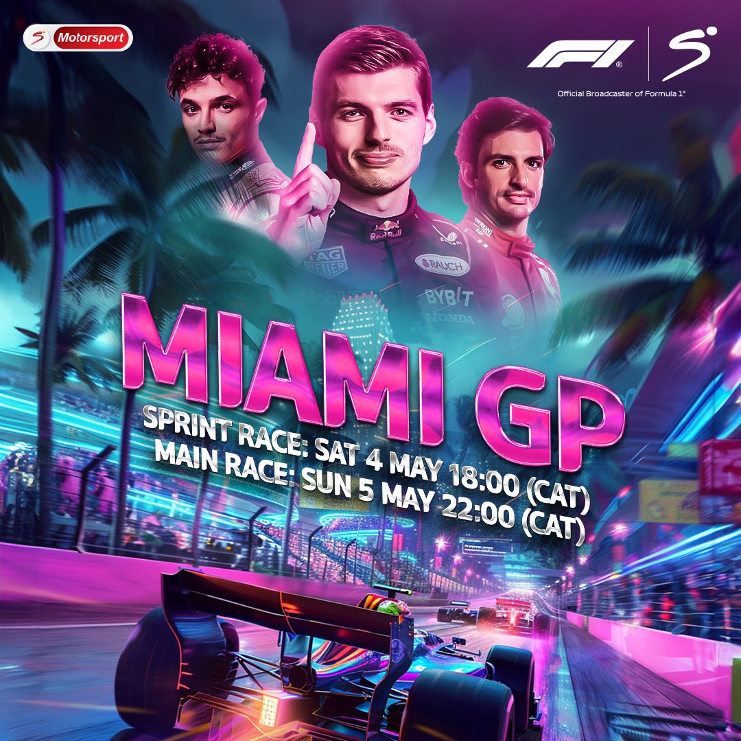 Experience the thrill of the #MiamiGP 🏁 Feel the excitement as the Sprint race kicks off on Saturday, setting the stage for the main event on Sunday. Stay connected to DStv Premium for all the #F1 action on @SuperSportTV Motorsport (Ch.215).