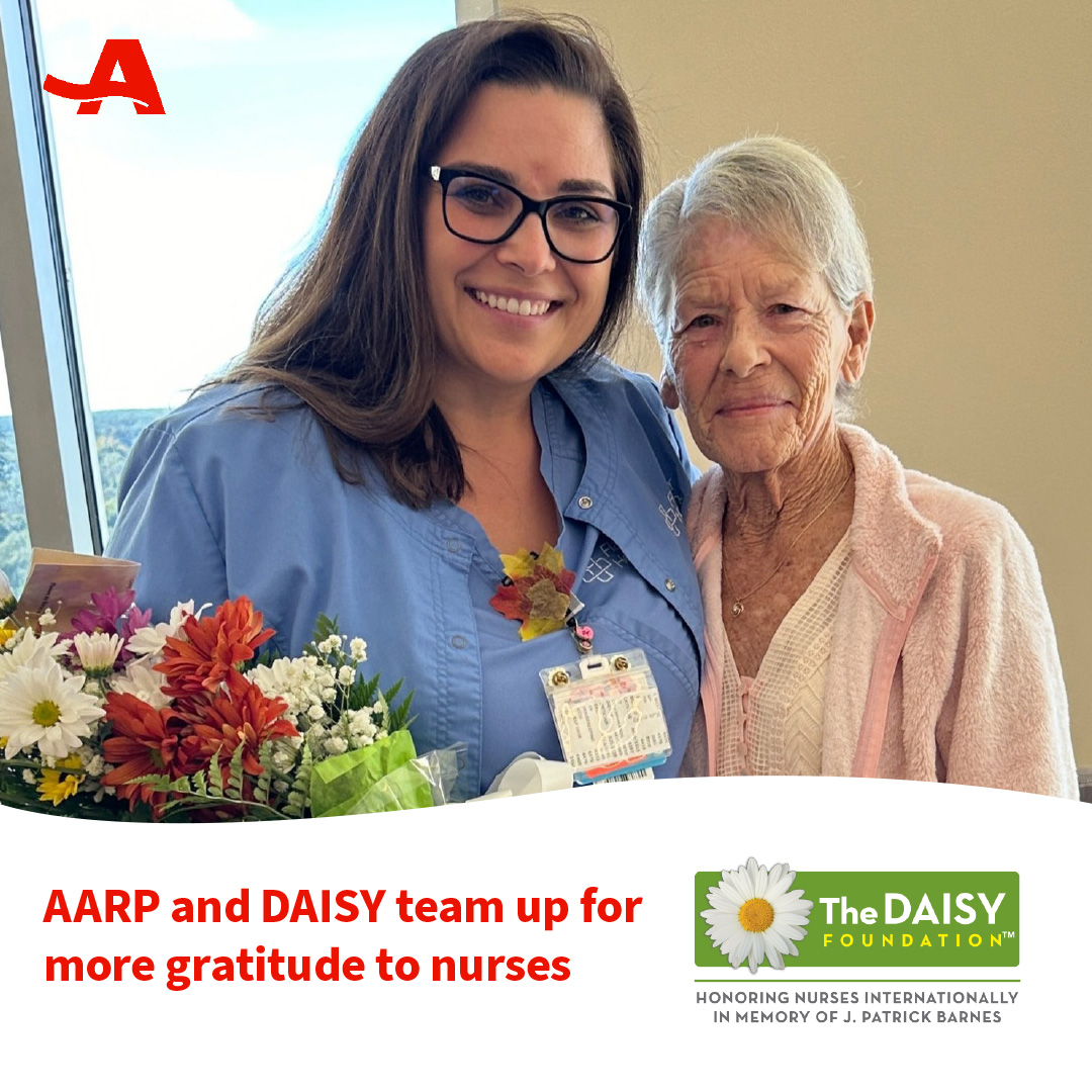 A new collaboration invites <a href="/AARP/">AARP</a> members and their family caregivers to recognize a nurse in the community with a <a href="/DAISY4Nurses/">DAISY Foundation</a> Award nomination, helping improve nursing job satisfaction and retain more #nurses in the profession. spr.ly/6013brf4v