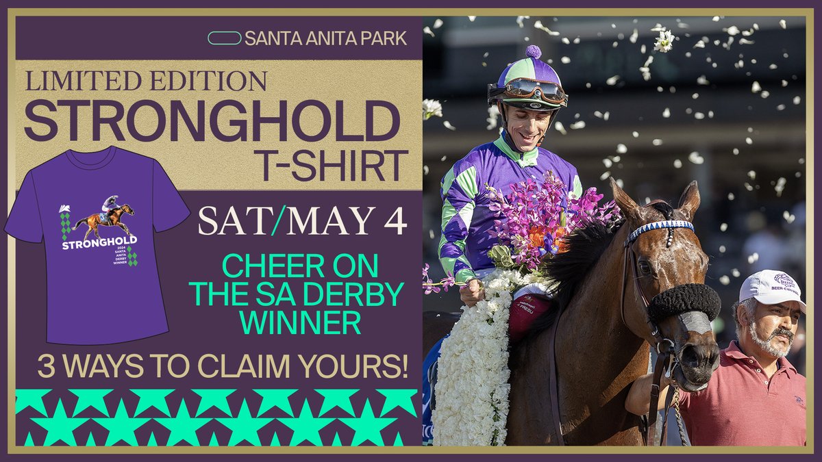 🌹Ready to root for Stronghold on Kentucky Derby Day? Grab our exclusive Stronghold T-shirt with these packages: 1️⃣ T-Shirt + Admission 2️⃣ VIP Trackside Adult Experience 3️⃣ Bet $50 with 1/ST BET, XPRESSBET, or 1/ST REWARDS View all Details: bit.ly/4g0r4+