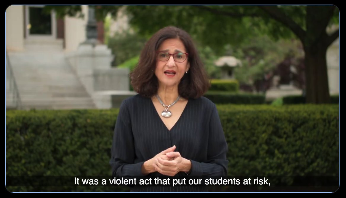 The student body doesn't believe this and neither do their parents. They are from what I've heard livid at Shafik's decision to get police involved. Oh, the protestors put lives at risk? The NYPD shot off a live round inside Hamilton Hall and have no explanation for it.