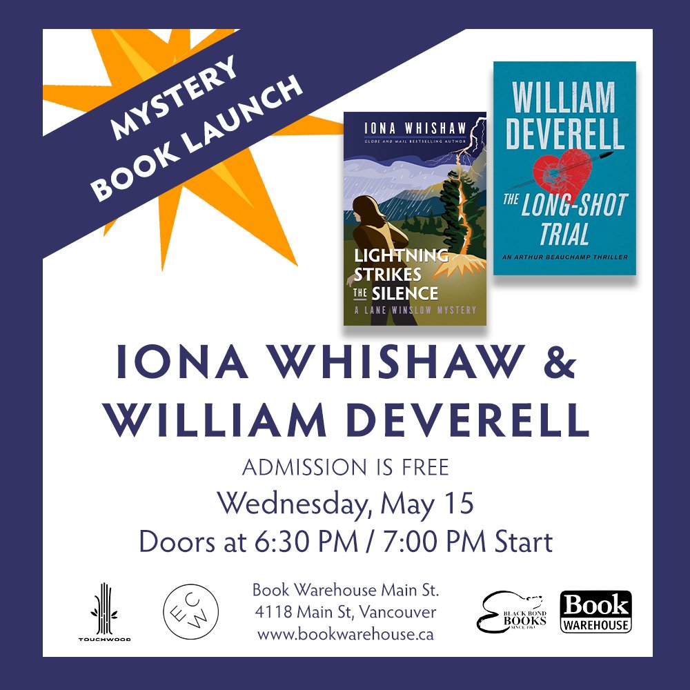 NEW AUTHOR ADDED! William Deverell will now be joining Iona Whishaw at our Main St. store on May 15th. Admission is free, and all our welcome. Doors at 6:30 PM with the event starting at 7:00 PM.  #ShopLocal #IndieBookstore #Booksellers #CanadianBooksellers #AuthorEvent