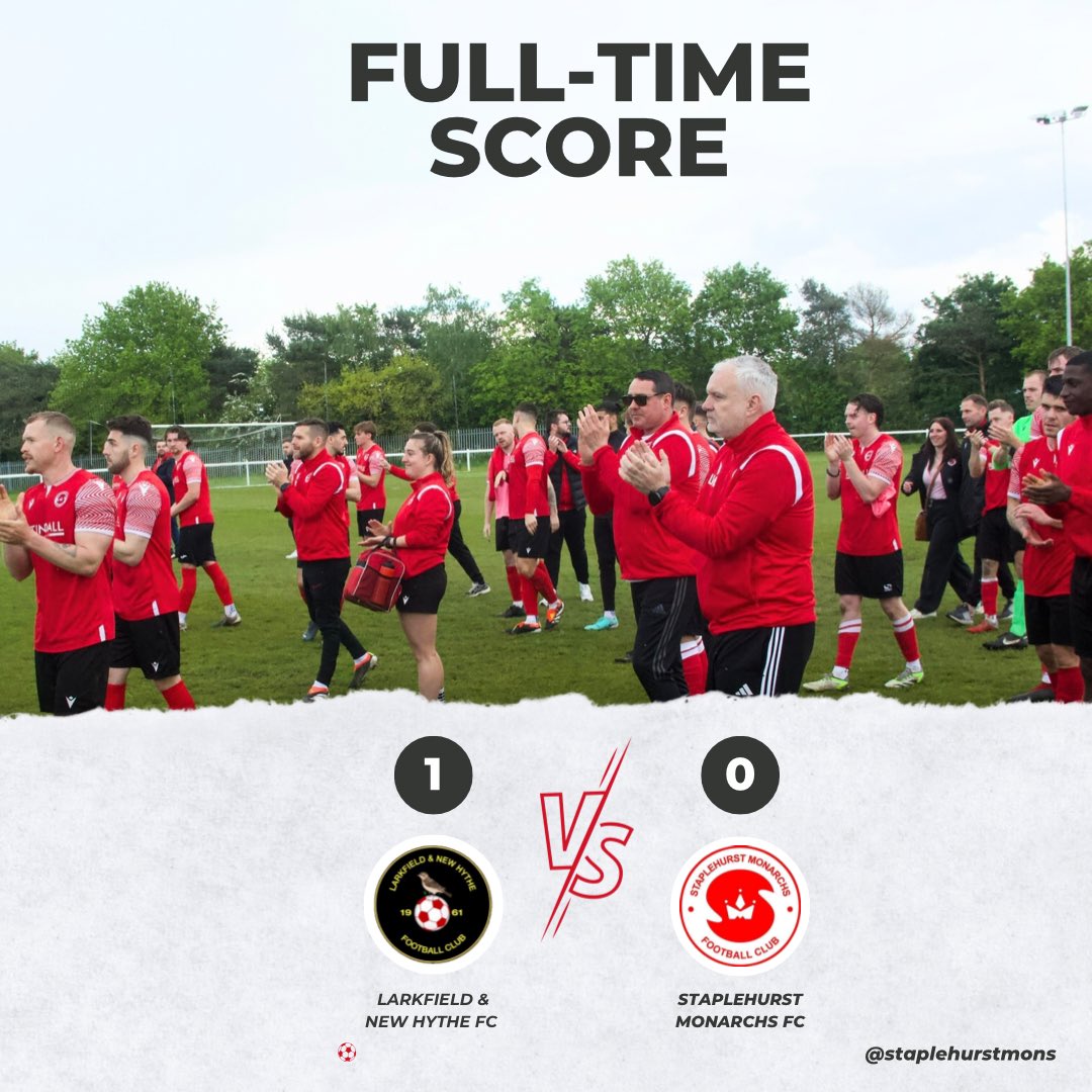 Full-Time @LNHFC1961 1 - 0 Staplehurst Congratulations to @LNHFC1961 for their promotion 🏆 Sadly not how we wanted this season to end, but thank you to everyone for all your support, it really has been fantastic!!! 👏 We go again next season! #upthehurst @GreenboxLt90661