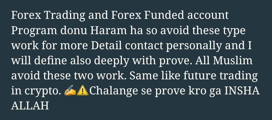 Avoid forex trading and funded trading  accounts also . Both are Haram  just Best Spot trading just halal coins projects . #Bitcoin #Btc