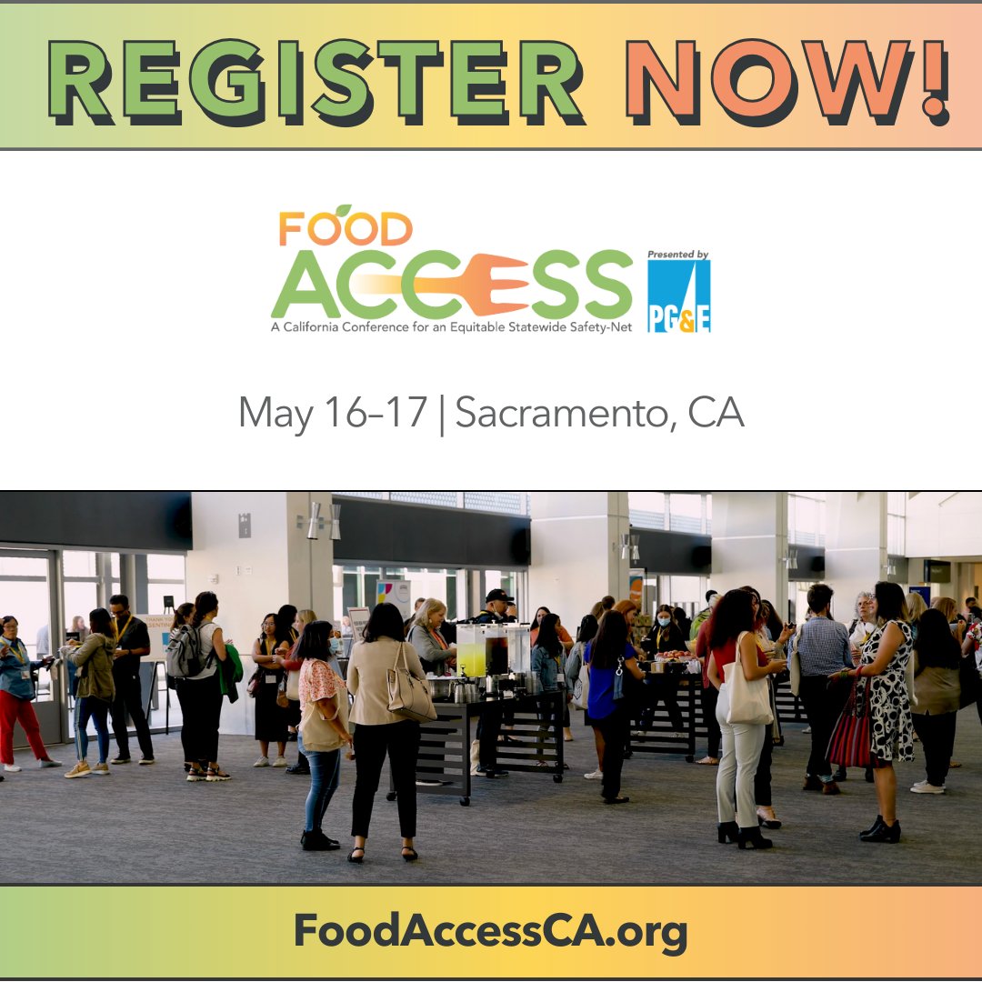 Countdown to Food ACCESS 2024! Just 5 days left to register. Join us in Sacramento, CA on May 16–17 and be part of creating a hunger-free future. Register by May 8th at FoodAccessCA.org! 🍽️ #FoodAccessCA #FoodAccess24