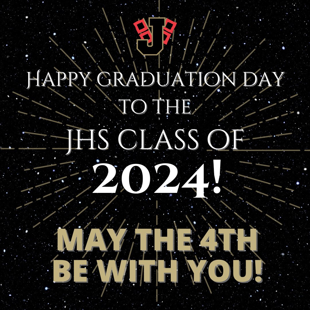 🖤💛📣 Happy Graduation Day to the JHS Class of 2024! May the 4th be with you! Open the Roof! 🌴🌪️ #CaneClassroom #CaneGrad24 #Maythe4thBeWithYou