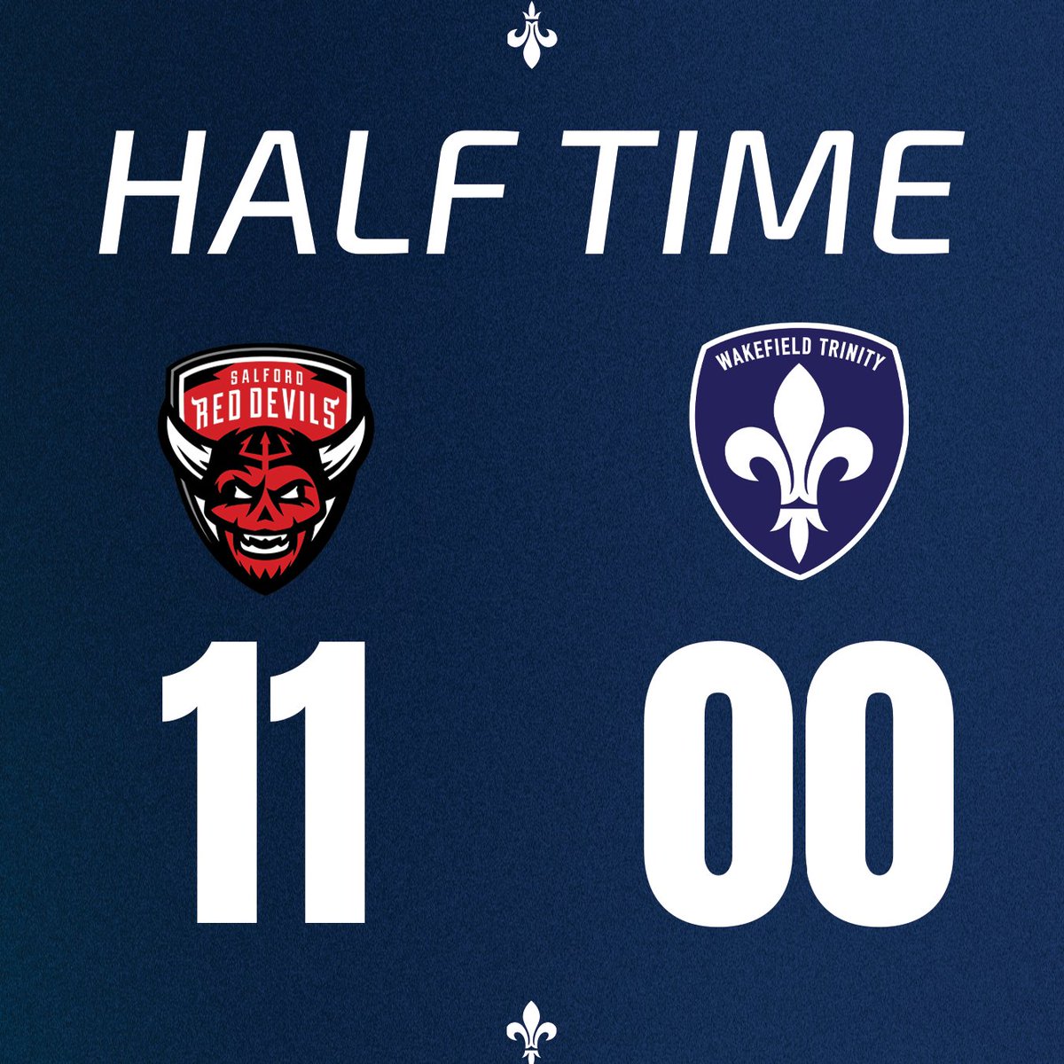 RESERVES HT: Salford Red Devils 11-0 Wakefield Trinity Tricky first half for Trinity as they trail at half time in Salford. #UpTheTrin