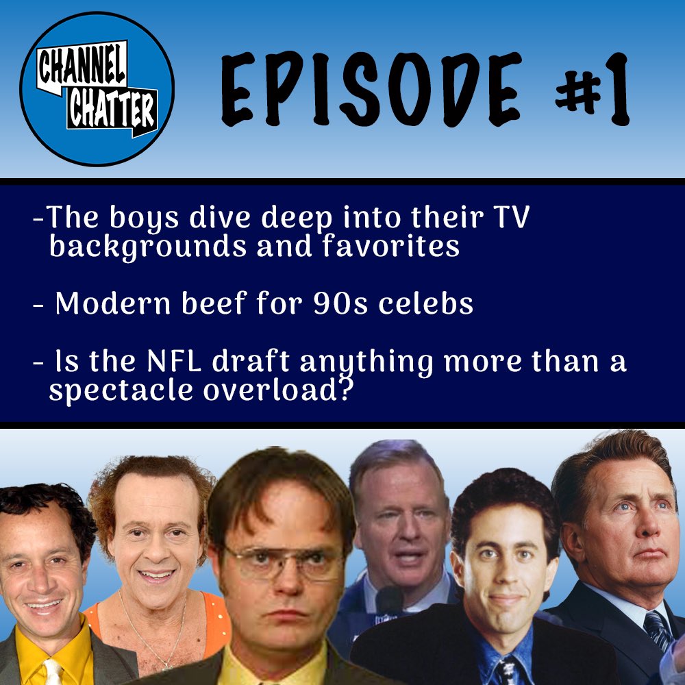 ChannelChatPod's tweet image. We’re excited to announce that our first episode is now live on Spotify (soon on Apple, Google, Amazon, etc). We talk @NFLDraft, 90s celeb beef and our tv expertise resumes. #channelchatter
