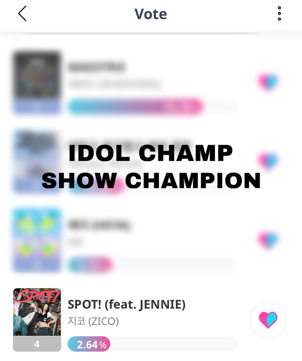 After 4 hours of posting, Mnet+ decreased 0.2%, Idol Champ increased 0.42%

Those who have never voted, please vote. Those who voted, please if possible, get more devices, actively watch ads, answer quizzes, or even buy votes.

Do everything for #JENNIE 

Vote here!…