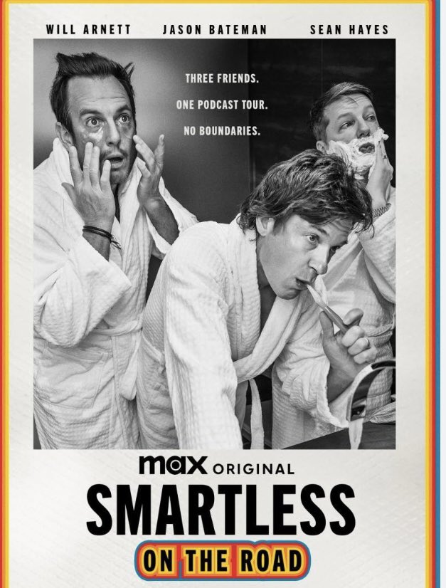Yonomeaburro's tweet image. Estoy enganchada a su podcast pero verlos en video mola mucho más #SmartlessOnTheRoad en @MovistarPlus / HBO Will Arnett, Jason Bateman y Sean Hayes poniendo a prueba su complicidad entre broma y broma (un poco a lo @todopoderosos)