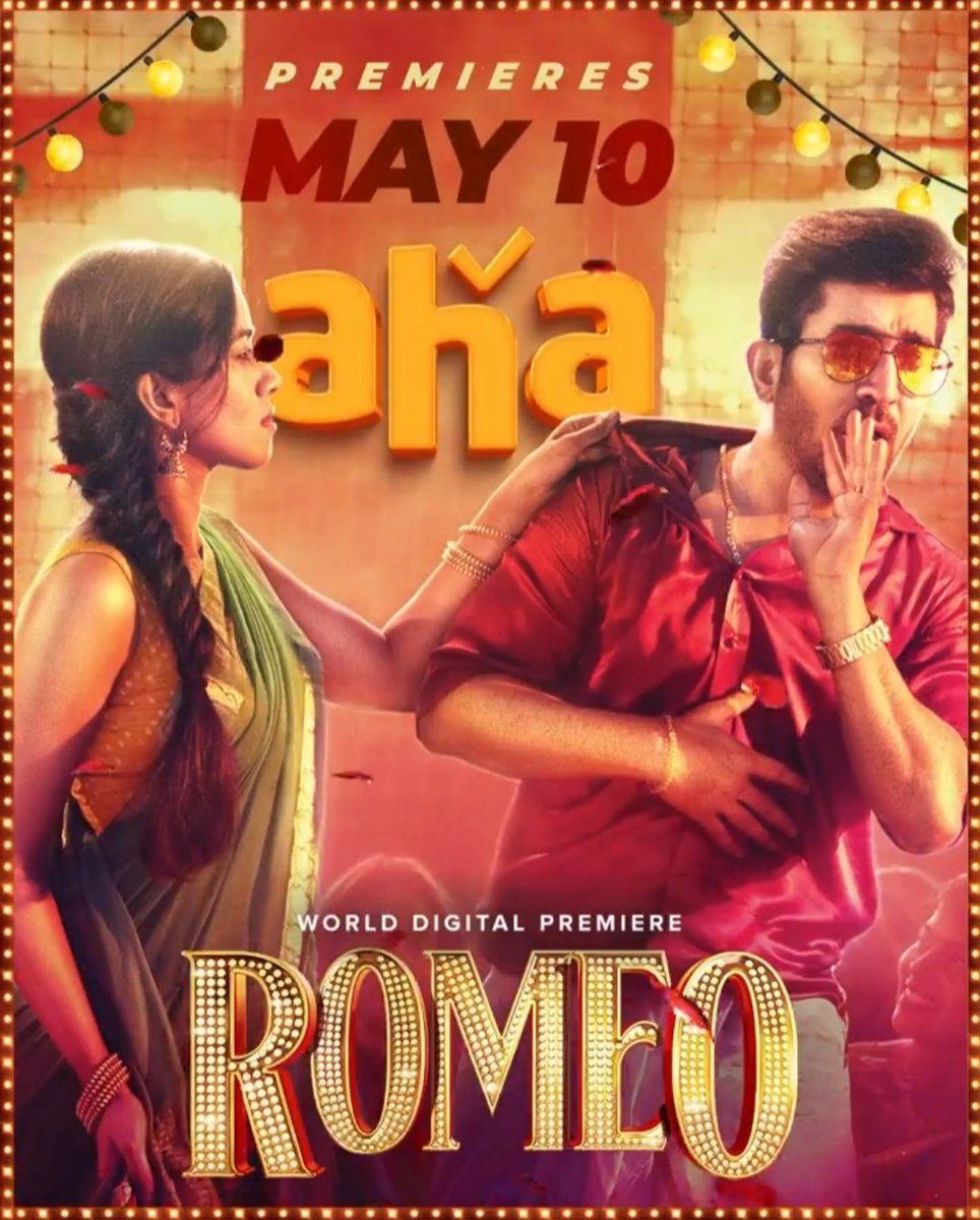 Tamil film #Romeo (2024) by @actorvinayak_v, premieres May 10th on @ahatamil. @vijayantony @mirnaliniravi @BarathDhanasek5 @kav_pandian @vijayantonyfilm @RedGiantMovies_ @aandpgroups @thinkmusicindia @gobeatroute