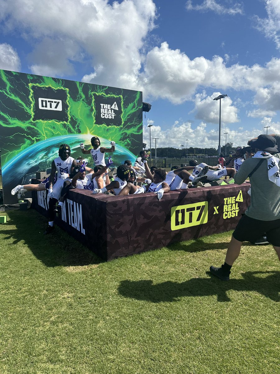 . @Level82_7on7 wins game 1 at @overtime OT7 on the final play. They are doing a little celebrating in the pit!