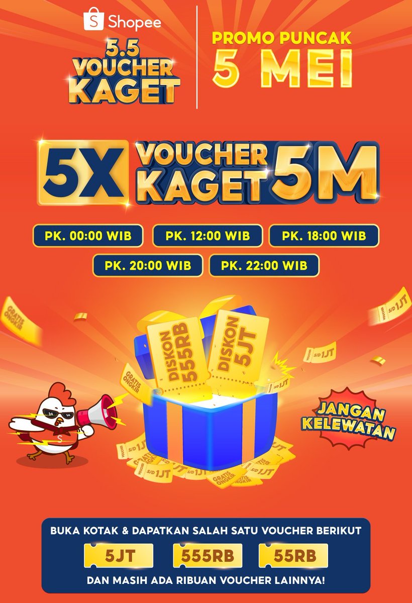 RacunBelanja's tweet image. Voucher Kaget 5x Sehari
🗓️ 5 Mei 2024
📌 Hingga 5 juta
⏰ 00:00, 12:00, 18:00, 20:00, &amp;amp; 22:00

shope.ee/2q8MaUlNoZ