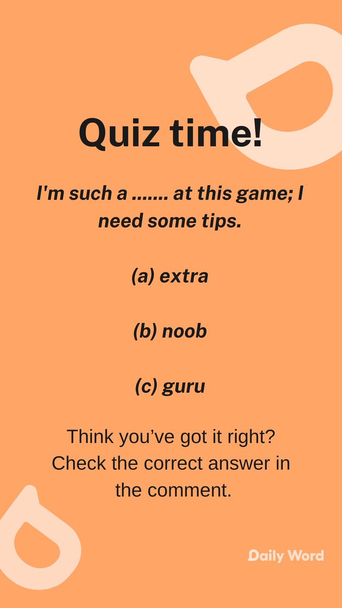 The answer is (b) 
Did you get it

#learnenglish #dailywordapp #english #learnenglishonline #language #vocabulary #learningenglish