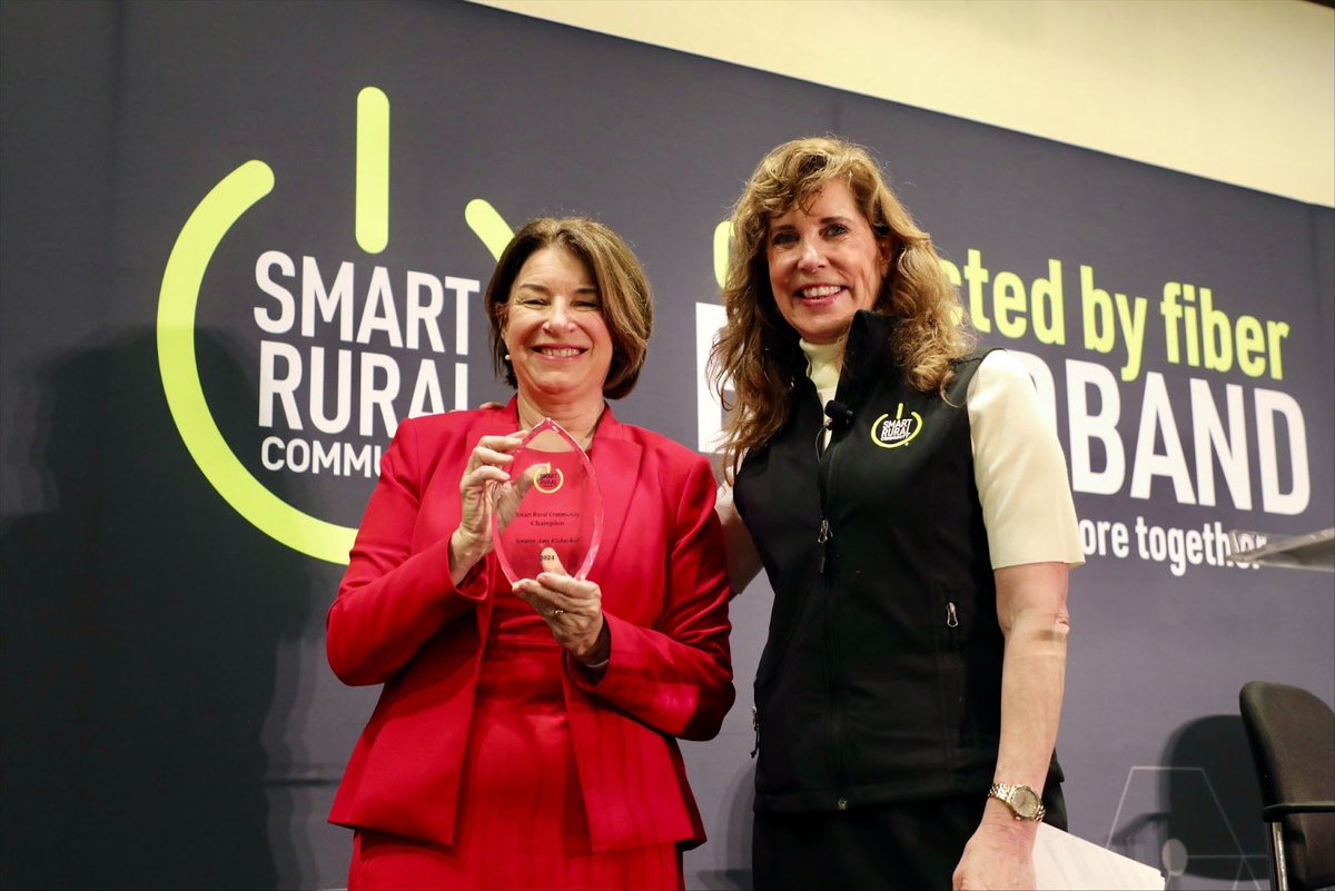 Thank you to the Rural Broadband Association for presenting me with the Smart Rural Community Champion Award. As co-chair of the bipartisan Senate Broadband Caucus, I am committed to delivering high-speed internet to every zip code in America.