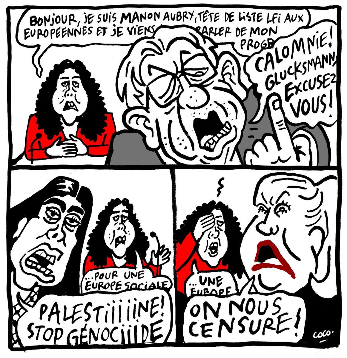 PMoal29's tweet photo. Toute ma solidarité pour @cocoboer encore une fois victime du harcèlement et des insultes des militants de la @FranceInsoumise!
Vive la liberté d’expression et de caricature.
Le fond du message est juste. Les cadres #LFI saturent les débats des #Europeennes2024.
#Cocoboer https://t.co/vPSm7NBbnE