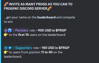 Want to grab some precious $FRGP but you are broke? That's your chance. Jump in our Discord server and invite your friends, get early rewards⬇️ discord.gg/fP7jKPUtJE #Giveaway #frogpay