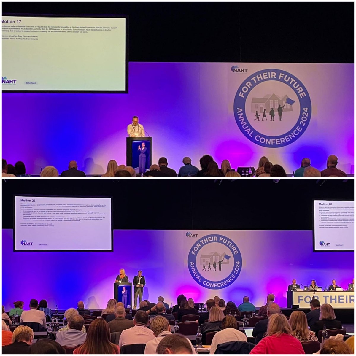 NI delegates spoke on motions relating to SEN and abuse on school staff at the NAHT national conference in Wales today #NAHTconf