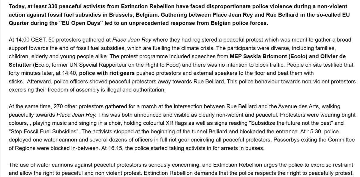 Our press statement about the disproportionate police violence today against peaceful protestors participating in #StopFossilSubsidies. 

We are peaceful, what are you?