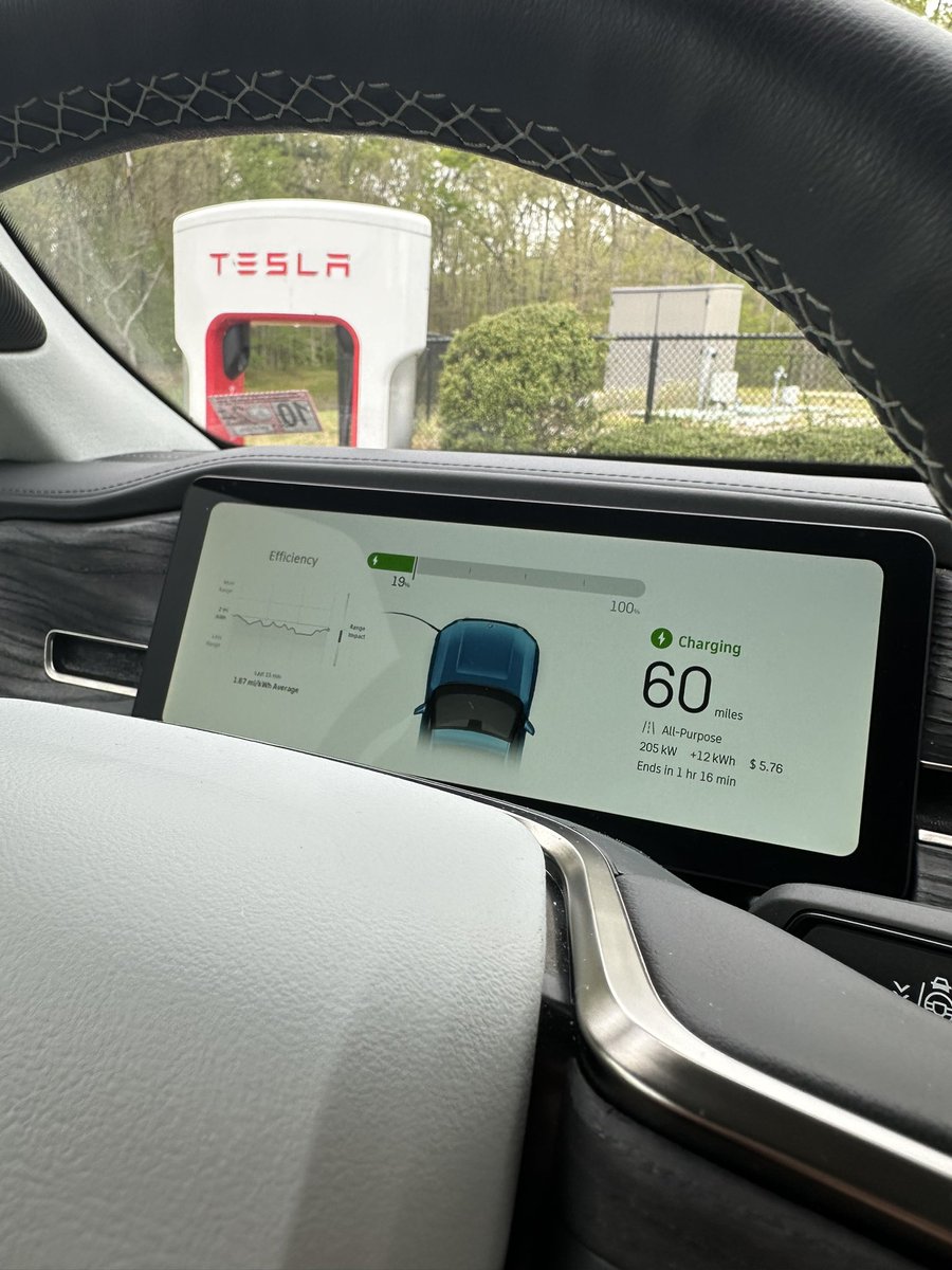 PracticalEVs's tweet image. First road trip in the @Rivian being able to charge on @Tesla superchargers with the @a2zev adapter. Works flawlessly and at a convenient location. Hope we retain access despite the charging shake up and I hope other EV brands that signed up with NACS will get access as well!