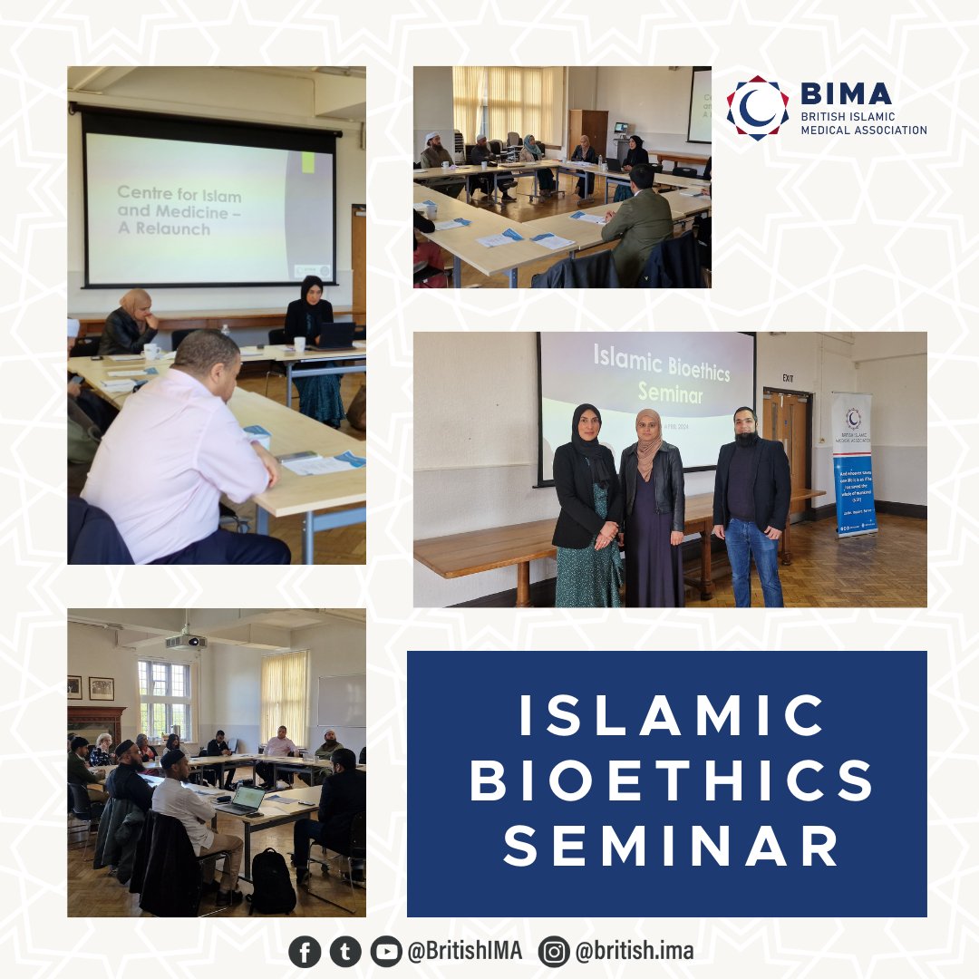 📚 Islamic Bioethics Seminar On Thursday the 25th of April 2024 BIMA held its first Islamic bioethics seminar in collaboration with CIM. The day was filled with presentations & discussions about key issues such as dying & organ donation, gender ethics, mental health & more!