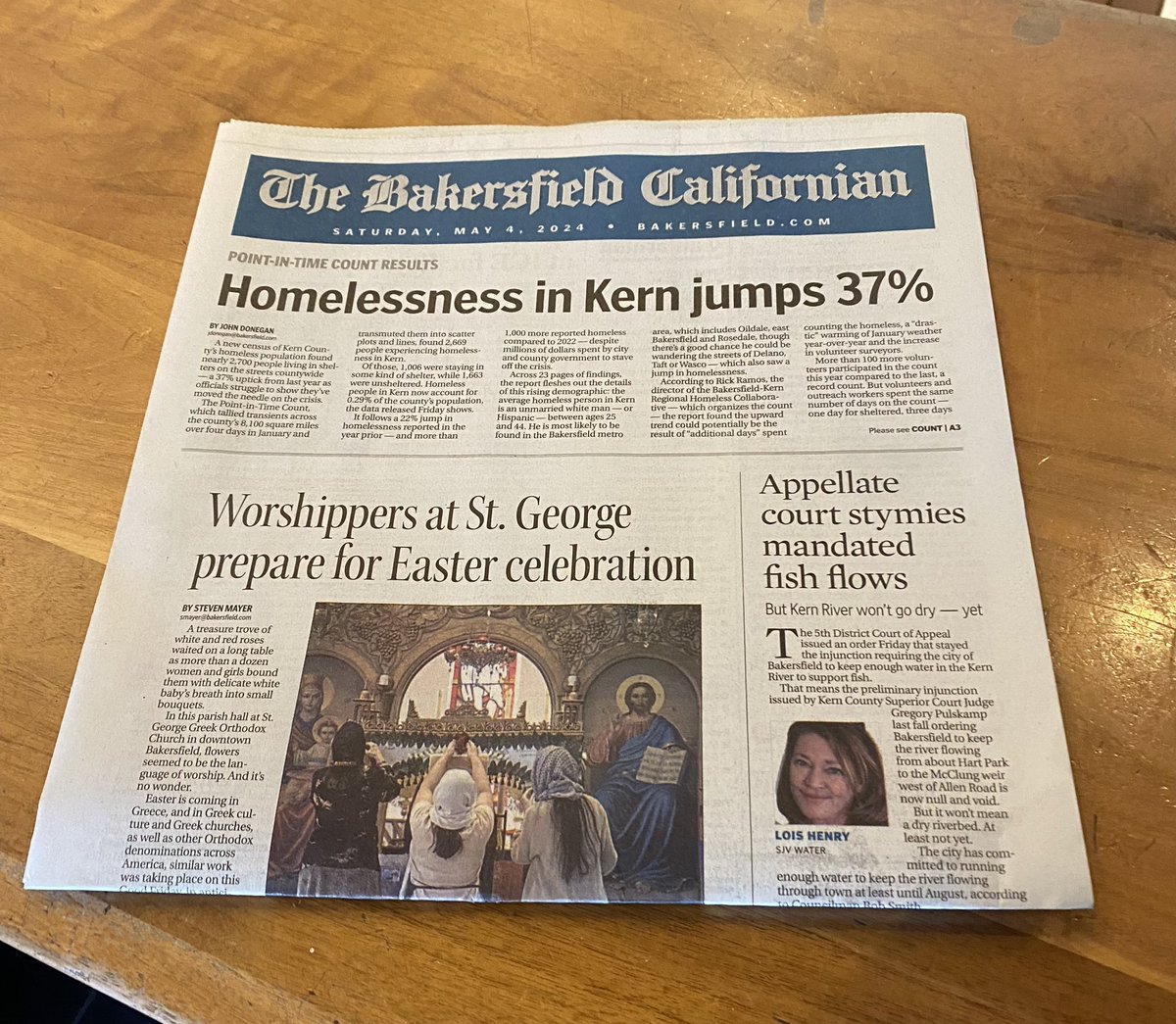 @loishenry above the fold in today’s Cal. Read the story at bakersfield.com or sjvwater.org #kernriver #bringbackthekern #loishenryreports #sjvwater