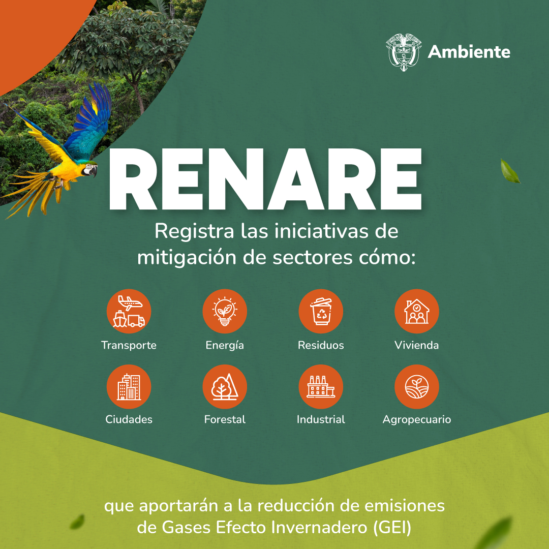 ¿Sabes que es el RENARE?
Es la plataforma 💻 online que impulsa la lucha contra el cambio climático en Colombia. Registra y centraliza datos de iniciativas para reducir emisiones de Gases de Efecto Invernadero (GEI), impulsando la acción climática. 🇨🇴