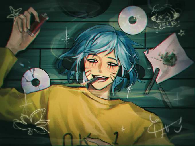 #ranfren 気づいたらヤク中のニョンしか描いてないね…TikTokにメイキング動画上げました〜! 