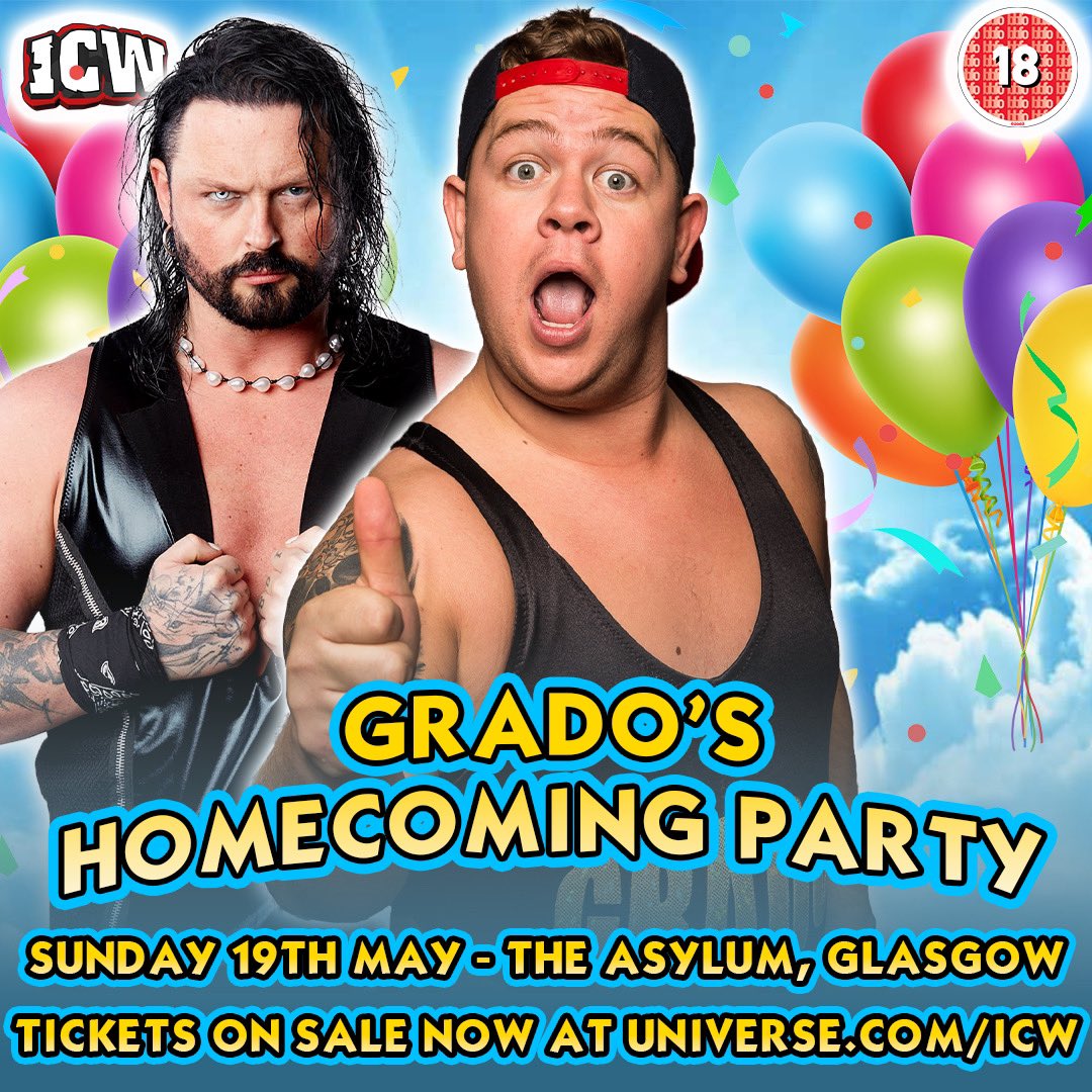 ICYMI: We’re celebrating the return of @gradowrestling, on Sunday 19 May in The Asylum! 🎟️ Limited tickets remaining at universe.com/icw