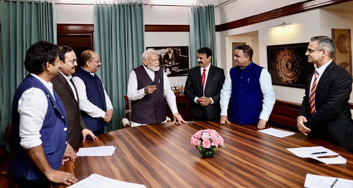 Kalpak Kekre (@kalpakkekre) on Twitter photo Here are some snapshots from the recent interaction with PM Modi.
Honoured and delighted, Thank you PM <a href="/narendramodi/">Narendra Modi</a> Here are some snapshots from the recent interaction with PM Modi.
Honoured and delighted, Thank you PM <a href="/narendramodi/">Narendra Modi</a>