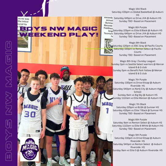 This weekend, it's all about local tournament and league action for Magic boys! 🏀✨ Come out & support if you can. 🔮💫 #MagicBoys #LocalPride #TeamSpirit