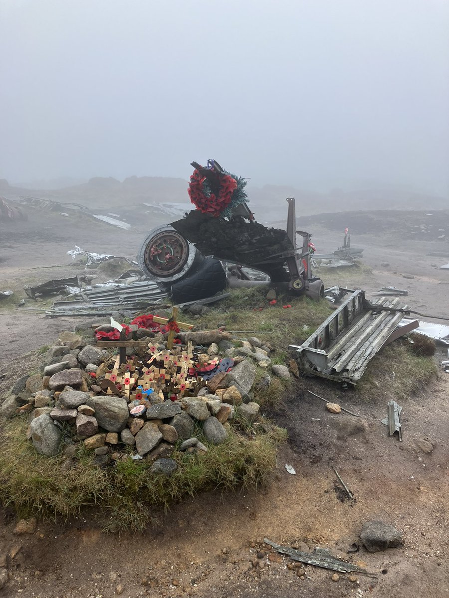 At the B29 ‘Bleaklow Bomber’ crash site near Glossop this morning. Up in the clouds today. 13 Servicemen lost their lives in 1948 🙏